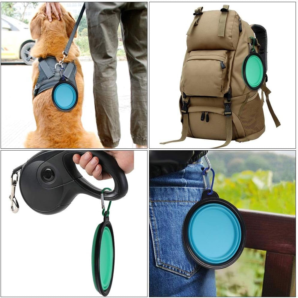 Collapsible Silicone Pet Bowls - Set of 2, Portable and Expandable Dog/Cat Feeders for Food and Water, Ideal for Travel and Camping (Light Blue & Light Green)