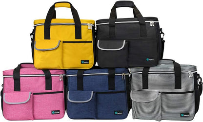 Pet Travel Organizer Bag with Food Containers and Collapsible Bowls, Medium Size, Black, Ideal for Weekend Road Trips and Camping