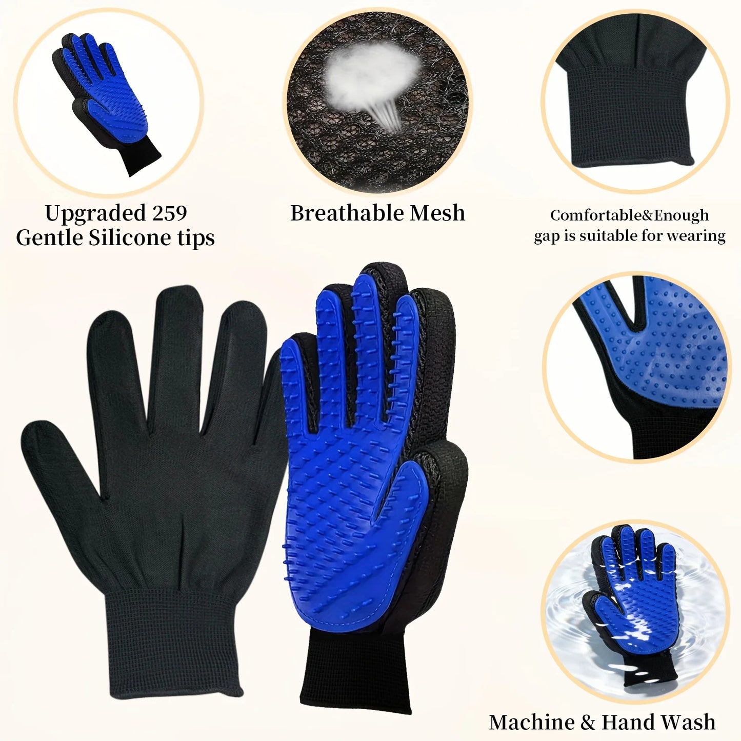 2026 Premium Pet Grooming Gloves - Dual Function Hair Removal and Massage Tool Set