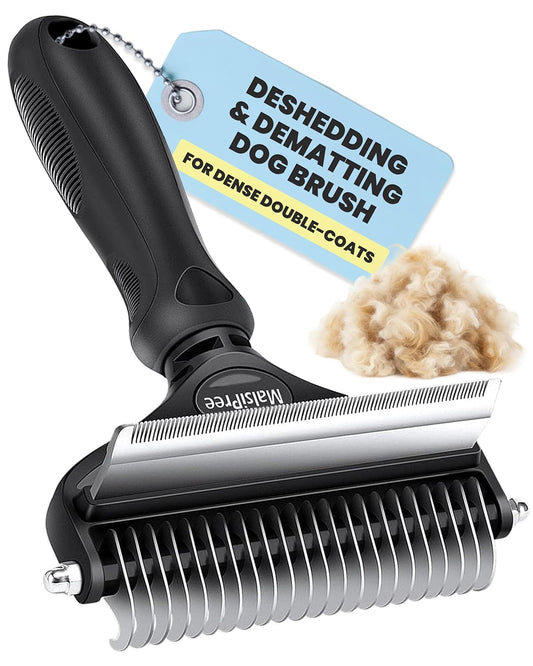 Large Black Dog Brush - 2-in-1 Undercoat Rake and Dematting Tool for Medium to Large Double-Coated Dogs and Cats