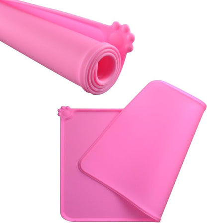 Silicone Non-Slip Pet Feeding Mat for Dogs and Cats, Waterproof Placemat for Small Animals (18.5" x 11.8", Pink)