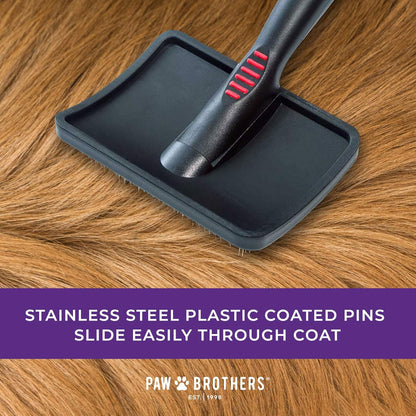 Paw Brothers Large Soft Pin Curved Slicker Brush for Dogs with Coated Tips for Maximum Coverage and Gentle Skin Care