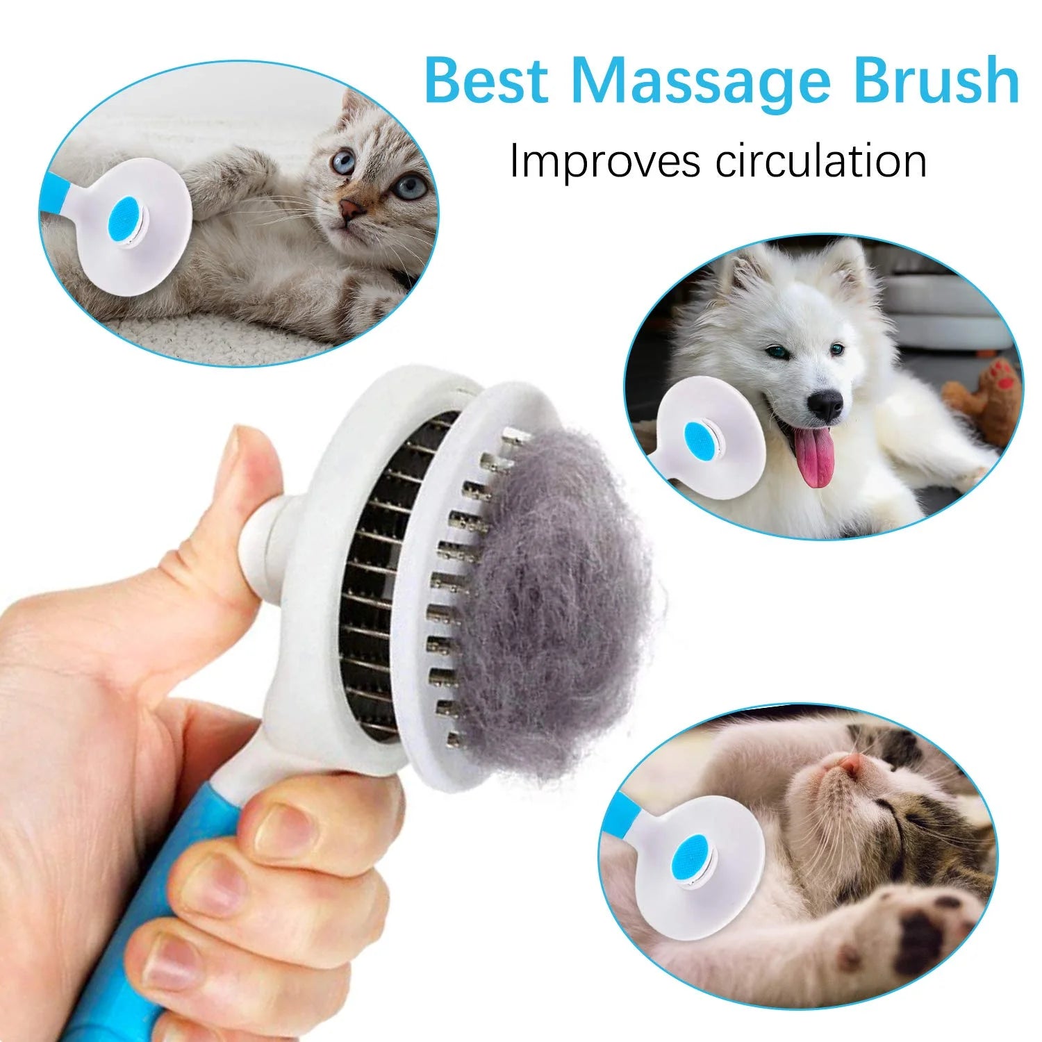 Professional Self-Cleaning Slicker Brush for Dogs and Cats - Effective Grooming Tool for Removing Loose Undercoat, Mats, and Tangled Hair with Integrated Flea Comb