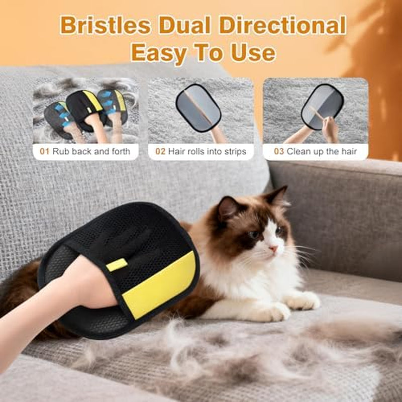 Pet Hair Removal Gloves - 2-Pack Reusable Electrostatic Tool for Cats and Dogs, Ideal for Sofas, Bed Sheets, Clothing, and Car Seats
