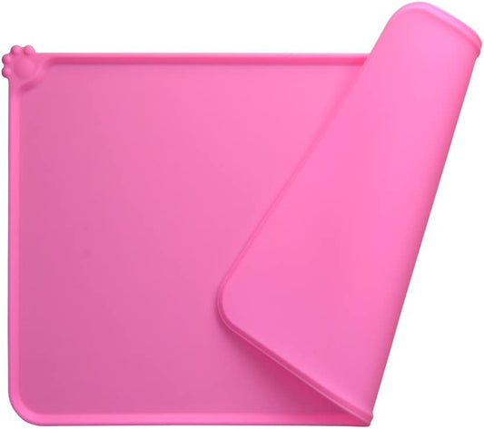 Silicone Non-Slip Pet Feeding Mat for Dogs and Cats, Waterproof Placemat for Small Animals (18.5" x 11.8", Pink)